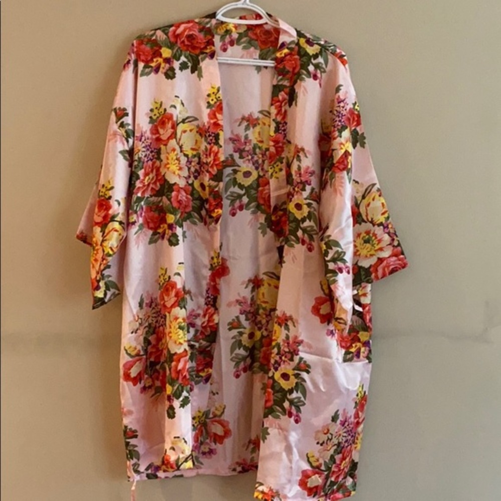 Pink Floral Silky Robe